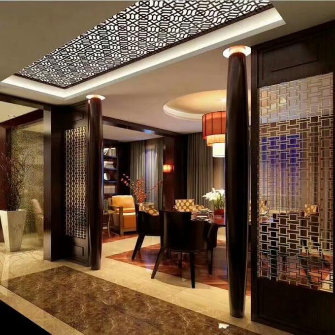 Laserschneiden 3*10ft Jali Dekoration Hotelprojekt Heimmöbel Bürste Gold Edelstahl Bildschirm 6