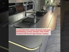 Customized 316L Haarlinie gebürstet geprägte Beadblasting Oberfläche Edelstahlbleche fertiggestellt 304 Round Edge Küche Schreibtisch