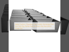 Metall Outdoor Glasfaser Ton Garten Rechteck Pflanzen Topf Pack Große Pflanzenschachtel für Hotel Villa Dekoration Blumenkrug