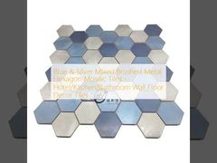 Blau & Silber gemischte, gebürstete Metall-Hexagon-Mosaikfliesen - Hotel-/Küchen-/Badezimmer-Wand- und Bodendekorfliesen
