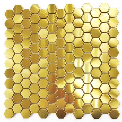 Haarstrichpoliergoldedelstahl-Hexagon Backsplash-Fliese für Küche ISO-LÄRM