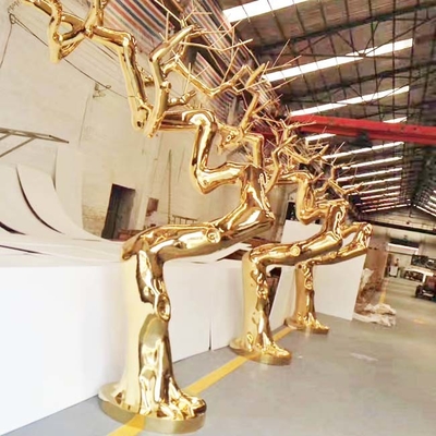 Stamm-geformter Spiegel polierte Edelstahl-Skulptur-Gold-PVD Titan-ODM