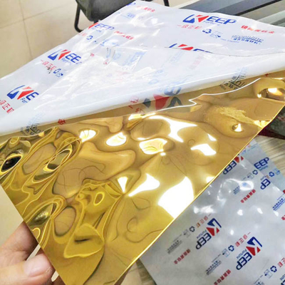 Mirror Gold Color Water Ripple Stainless Steel Sheet for Ceiling Decoration