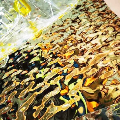 Mirror Gold Color Water Ripple Stainless Steel Sheet for Ceiling Decoration