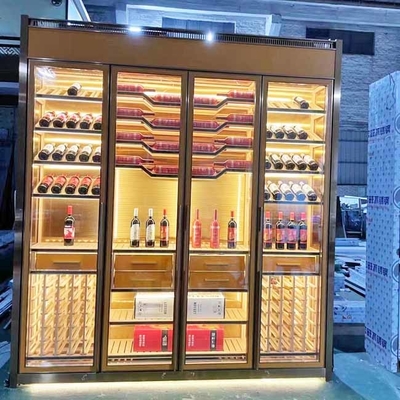 Rose Gold Modern Restaurant Wine Display Cabinet TUV 350*190cm