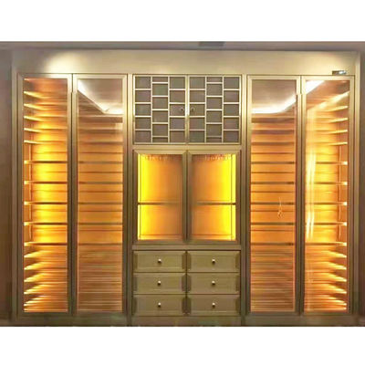 Guter Preis Champagne Gold Refrigerated Wine Display-Kabinett-Einheit ASTM 316L ISO 300*160cm Online