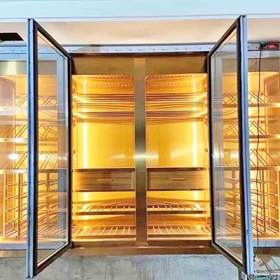 Champagne Gold Refrigerated Wine Display Cabinet Unit ASTM 316L ISO 300*160cm