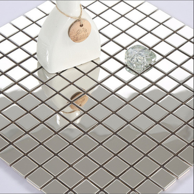 Small Particle Silver 304 Stainless Steel Mosaic Tiles For Bathroom