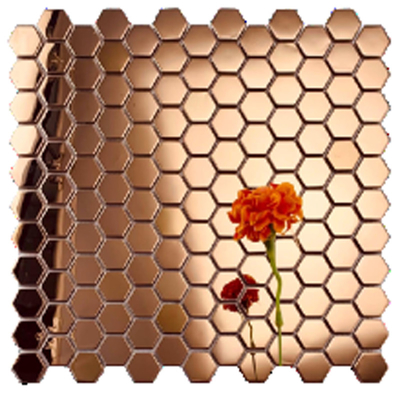 Rose Gold Stainless Steel Mosaic Tiles Irregular Shape Glass Mosaic Pebbles
