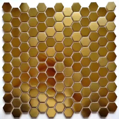 Rose Gold Stainless Steel Mosaic Tiles Irregular Shape Glass Mosaic Pebbles