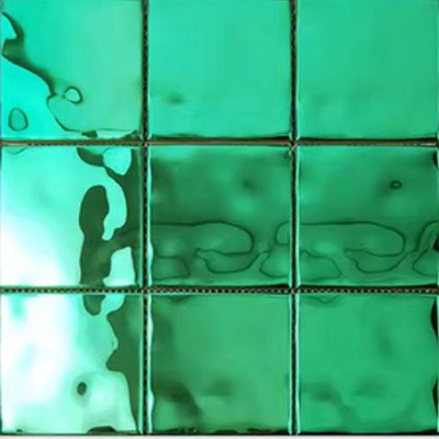 SUS Art Personalized Colorful Water Wave Pattern Stainless Steel Mosaic Wall Tile Decoration Living Room Restaurant