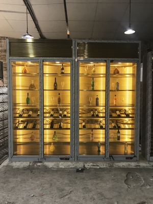 Design Cooling  tainless steel display racks luxury wall large wine cellar whiskey glass display wine cabinet