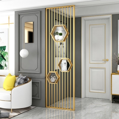 Nordic Living Room Stainless Steel Screen Hotel Art Partition Porch Screen Partition Hollowed Gold Screen