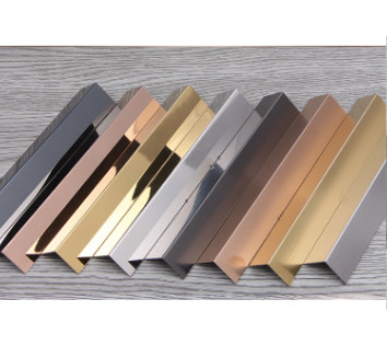 8K Mirror Polished Champaign Color 304 201 L Shape Tile Edge Trim Line For Hotel Interior Decoration