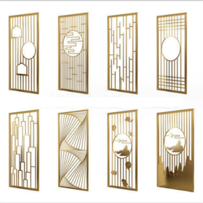 Hollow Metal Stainless Steel Screen Partition Hotel Entrance Door Background Wall