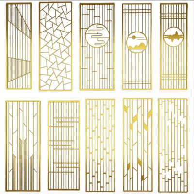 Hollow Metal Stainless Steel Screen Partition Hotel Entrance Door Background Wall