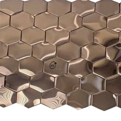 Guter Preis Hexagonalform Metall Rose Gold 304 gebürstete Mosaikfliesen aus Edelstahl für das Innere des Hotels Online