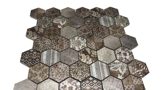 Guter Preis Moderne Luxuskunst 300*300mm Hexagonaler Tintenstrahl-Metallmosaik Online