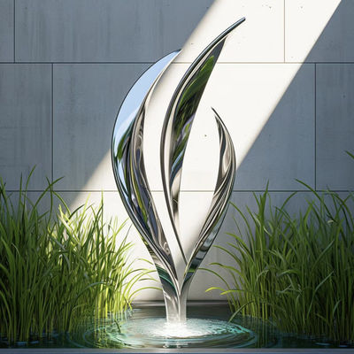 Colour Silver Polished 304 Stainless Steel Outdoor Sculpture For Office Building