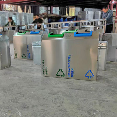 Guter Preis Silberfarben beschichtete, kundenspezifische Metall-Mülleimer aus Edelstahl 316L Online