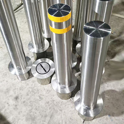 Silver Finished Outdoor Hairline Brushed Stainless Steel Bollard For Street Projects With Flash Light