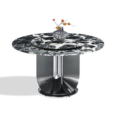 Guter Preis Rundes, gesintertes Steintafelnblack Farbe Edelstahl Esstisch mit Drehtisch Online