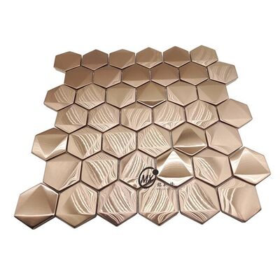 Guter Preis Moderne Bronze Frisur Hexagonal Mosaik Badezimmer Wanddekoration Hotel Villen Für das Zimmer Hintergrund Muster Design Lösung Online