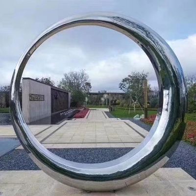Silver Polished Mirror Color Stainless Steel Moon Sculpture For Landmark
