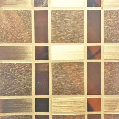 Rechteck-Muster-teilweiser Haarstrich ätzte Spiegel-Farbedelstahlblech