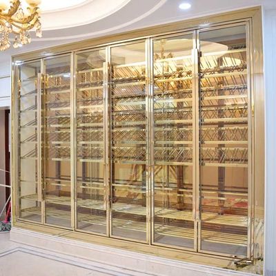 Guter Preis Kundenspezifische kupferne Antike bürstete die temperaturgeregelte Tür der Edelstahl-Wein-Kabinett-4 Online