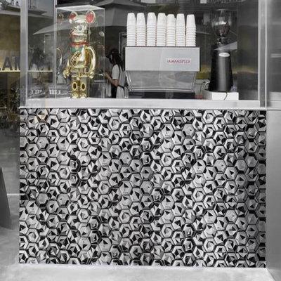 3D-Wandsticker für die Küche Marmor Mosaik Schwarzes Sechseck für Hotelbar Kaffee