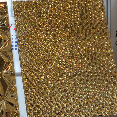 316L 304 0,8MM Dicke Spiegelwelle Gold PVD Farbe Hammer Panel