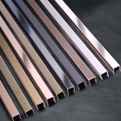 Silber Spiegel fertiggestellt U-Form 316L Edelstahl Fliesen Rand 5mm