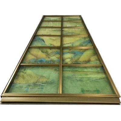 Leichte Luxus-Landschaftsmalerei Edelstahl Bildschirm Trennwand Glas Bild Raum Trennwand