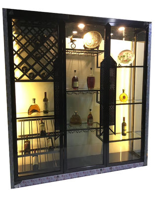 Guter Preis Luxus-Esszimmermöbel Moderne Edelstahl-Glastür mit LED-Display-Rack Wein Schrank Online