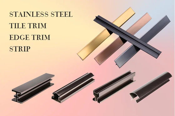 Guter Preis 201j1 304 Farbe 8K Spiegel poliert Rose Gold Perlenblasen Edelstahl Fliesen Trim für Wanddesign Online