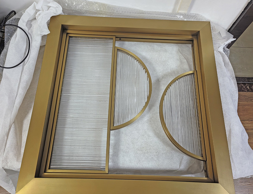 304 Gold Hairline High-End Custom Glas Edelstahl Bildschirm Trennwand für Hotel-Hausdekoration