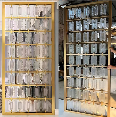 Guter Preis Farbige Gold Haare gebürstete Spiegel Glas Einsatzmischung 304 Edelstahl Raum Trennscheibe Bildschirm Online
