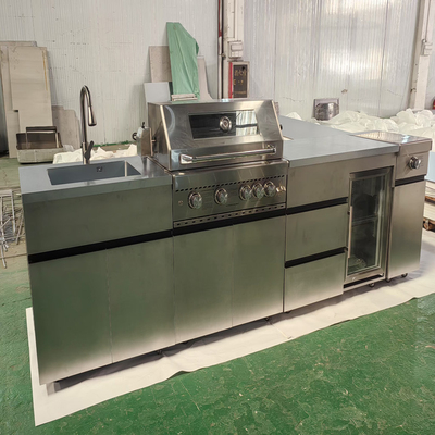 304 Edelstahl-Sliver Custom Design Full Set Outdoor BBQ Küchenschrank