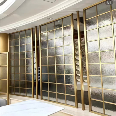 Goldfarbene Glaslasergrave 304 Edelstahl-Schirm Trennwand für Villa Hotel
