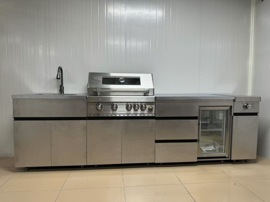 304 Outdoor BBQ Gasgrill Küche Metall-Display Schränke Funktionelle Edelstahl-Küchen Schränke