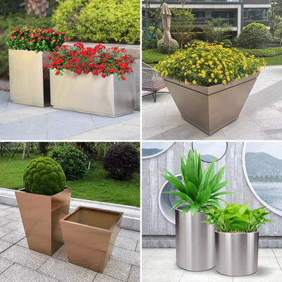 Foshan MXL Gold Silver Color 304 Outdoor Stainless Steel Planters For Urban Street Project