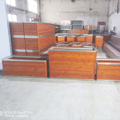 Guter Preis Holzkorn Farbe Garten Straßenmöbel Großer rechteckiger Metallpflanzer Außen Aluminiumpflanzenbox Edelstahl Blumentopf Online