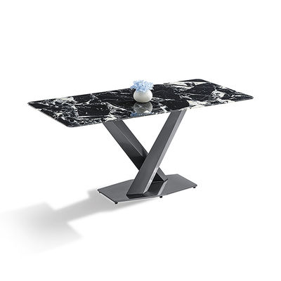 Guter Preis Moderner Tisch aus gesintertem Stein, schwarz, Titan-Edelstahl Online