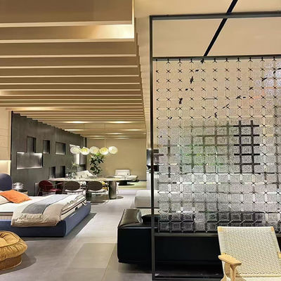 Rose Gold White Crystal 304 Stainless Steel Partition For Restaurant Decoration With Light