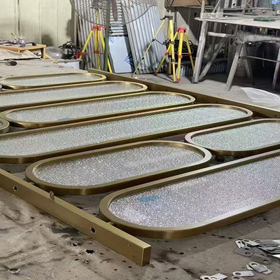 gold 201 304 factory price Metal Frame Stainless Steel Screen With Glass Home Furniture