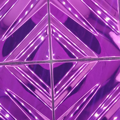 Wall Decoration Violet Diamond Grid Shine Mirror  Metal Mosaic Ceramic Tile