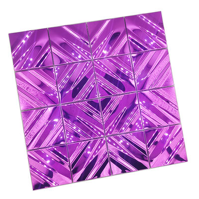 Wall Decoration Violet Diamond Grid Shine Mirror  Metal Mosaic Ceramic Tile