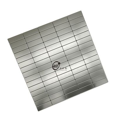 European And American Style  Sliver Hairline Rectangular Stainless Steel Metal Mosaic