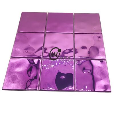 Guter Preis 300X300MM Luxus Wandfliesen Dekorative Edelstahl Metall Violett Quadrat Spiegel Mosaik für Küchenrückwand Online